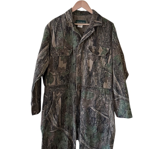 VINTAGE Gander Mountain Coveralls Mens Brown TreBark Camo Hunting 90s Sz Large - Picture 3 of 8